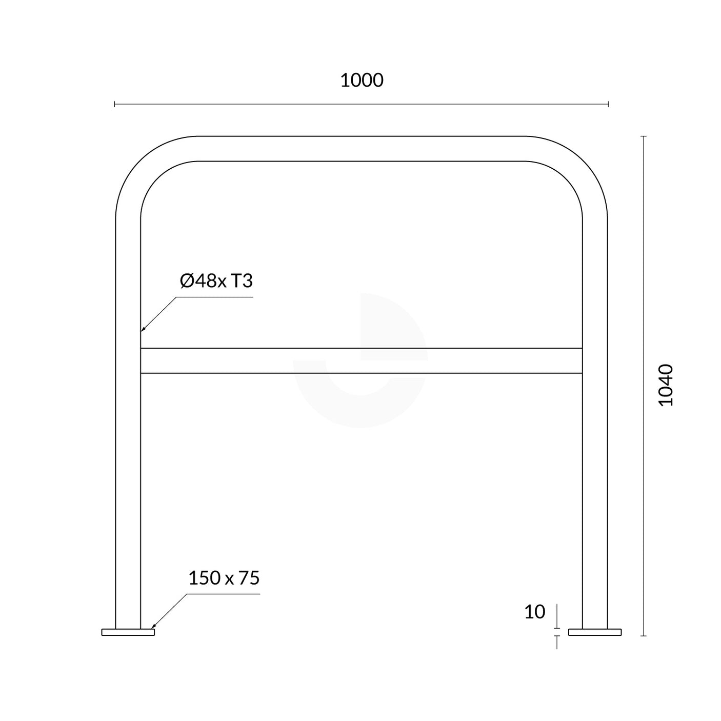 U-Bar Double Hand Rail - Yellow 1metre