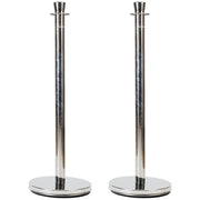 Rope Barrier Bollard Post and Base - Stainless Steel 2-Post Set
