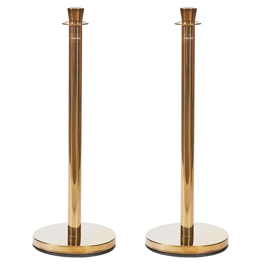 Rope Barrier Bollard Post - Gold 2-Post Set