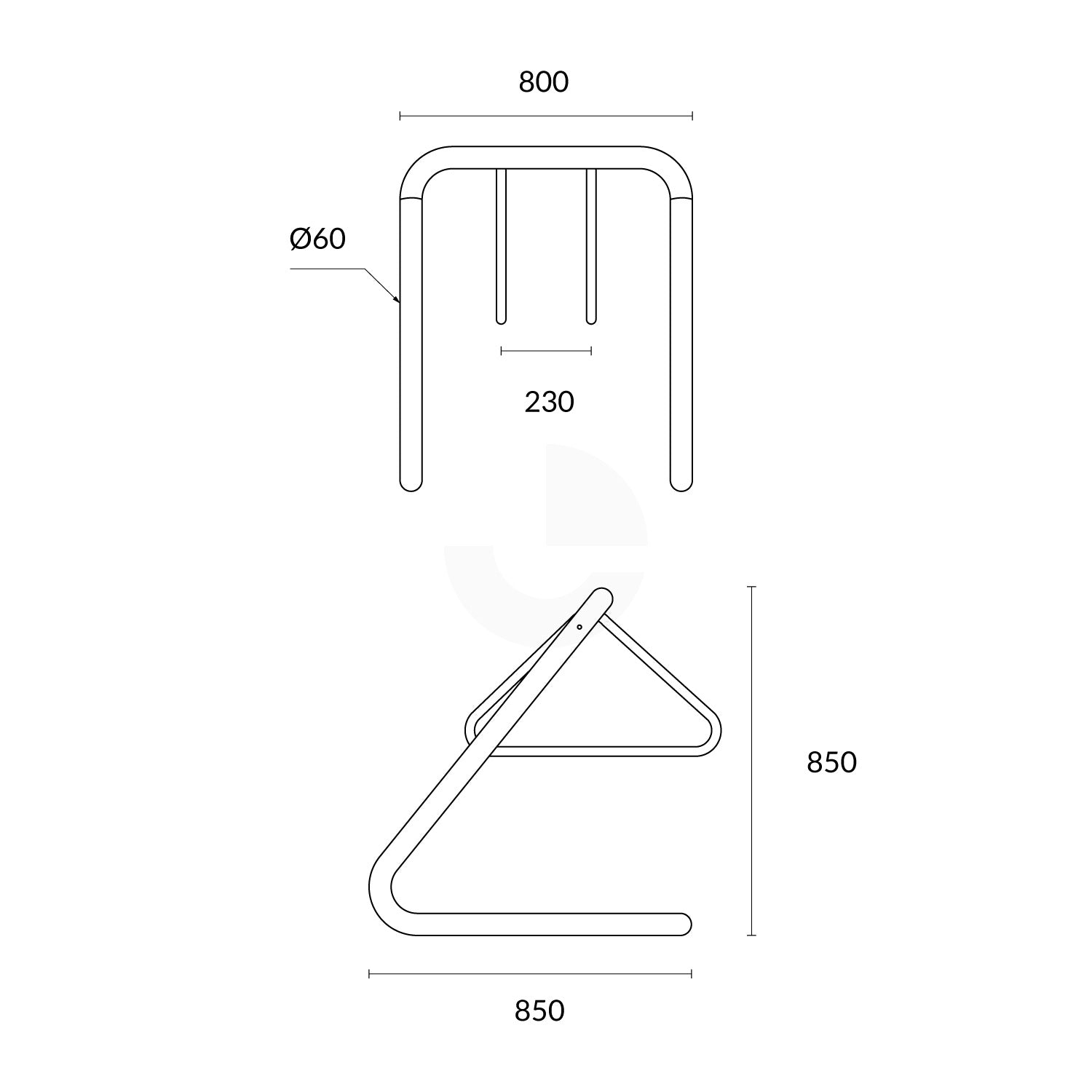 Bike Rack Galvanised Black Coat Hanger - Small