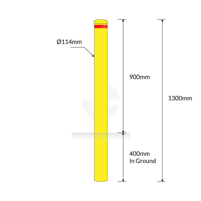 In Ground Bollard 114mm - Yellow