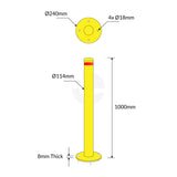 Surface Mounted Bollard 114mm Yellow