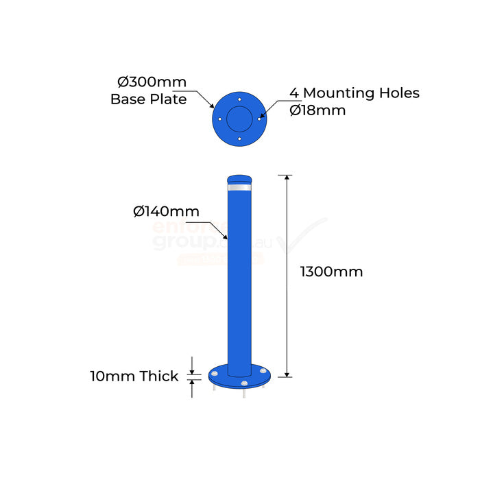 Surface Mounted Bollard Disabled Parking 140mm - Blue