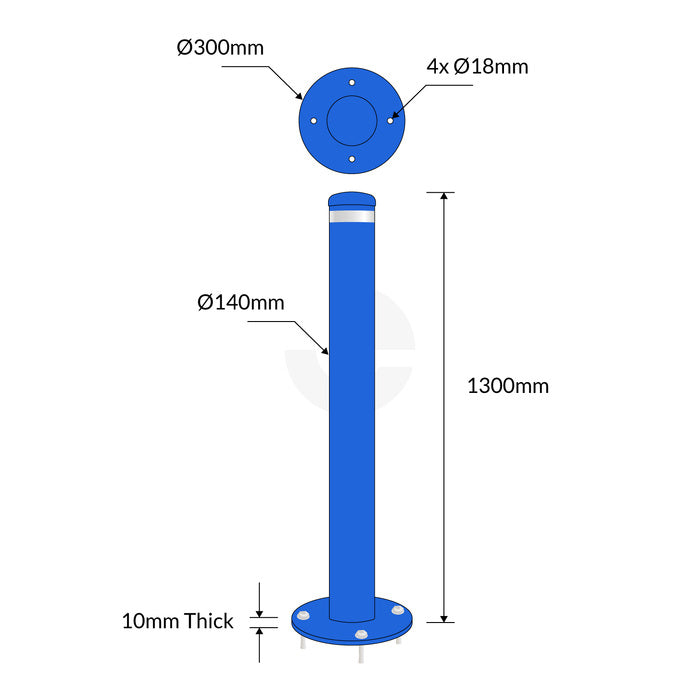 Surface Mounted Bollard Disabled Parking 140mm - Blue