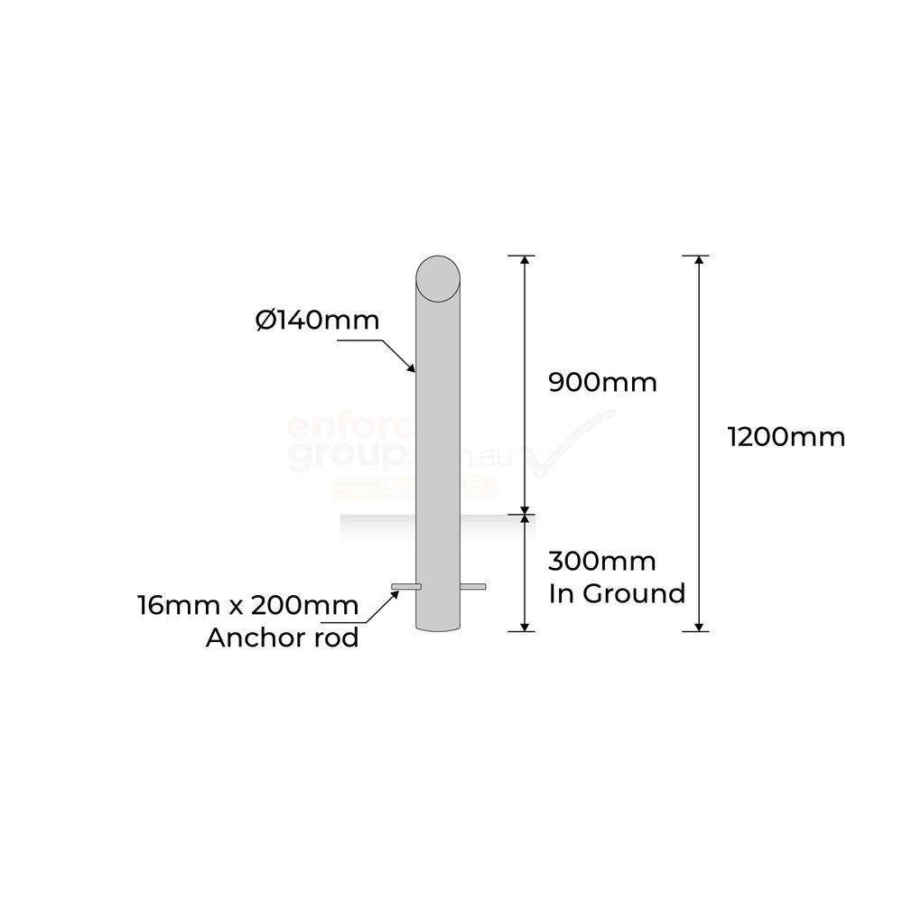 Bollard 140mm In Ground Bevelled Top - Stainless Steel 304