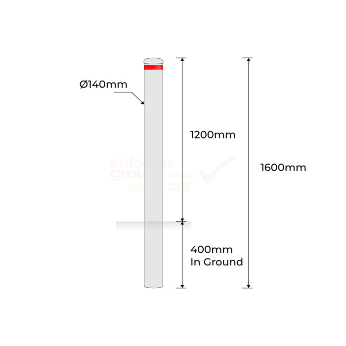 In Ground Bollard 140mm Hot Dipped Galvanised