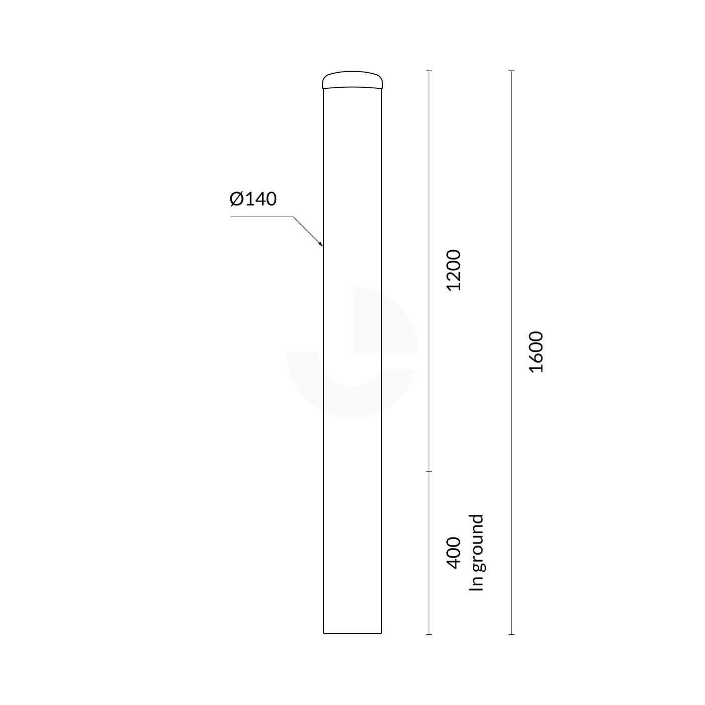 In Ground Bollard 140mm Hot Dipped Galvanised