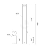 Bollard Removable Padlock 140mm In Ground - Galvanised