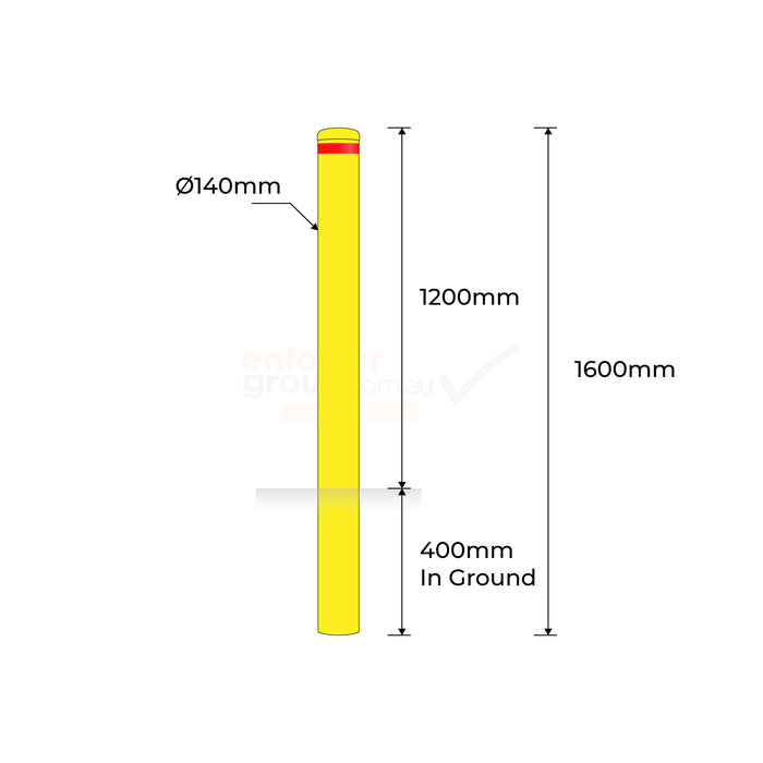 Bollard 140mm In Ground - Yellow