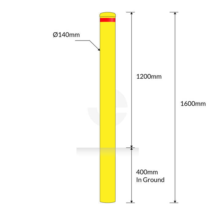 Bollard 140mm In Ground - Yellow