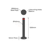 Surface Mounted Bollard 140mm Black