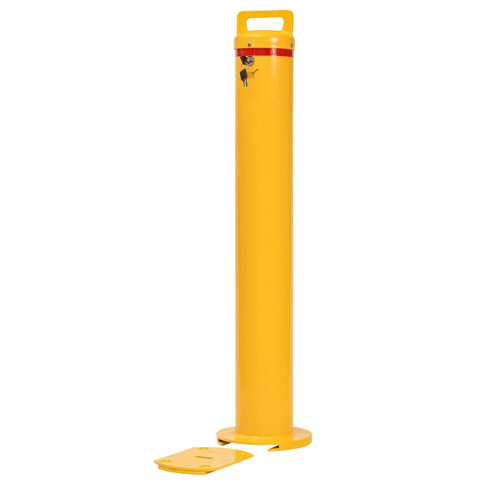 Bollard 140mm Keylock Surface Mounted Shoe Base Only - Yellow