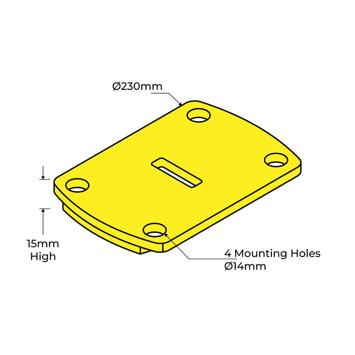 Bollard 140mm Keylock Surface Mounted Shoe Base Only - Yellow