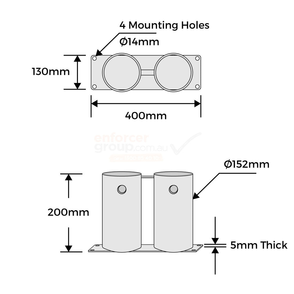 Bollard Double Base Only 140mm Surface Mounted Removable - Galvanised