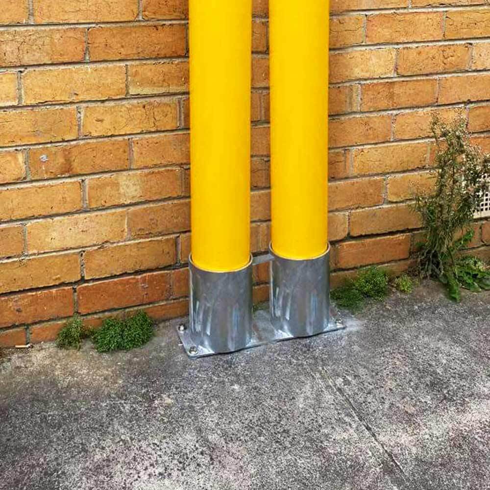 Bollard Double Base Only 140mm Surface Mounted Removable - Galvanised