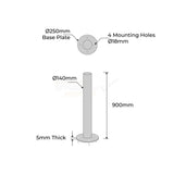 Surface Mounted Bollard 140mm x 900mm Stainless Steel