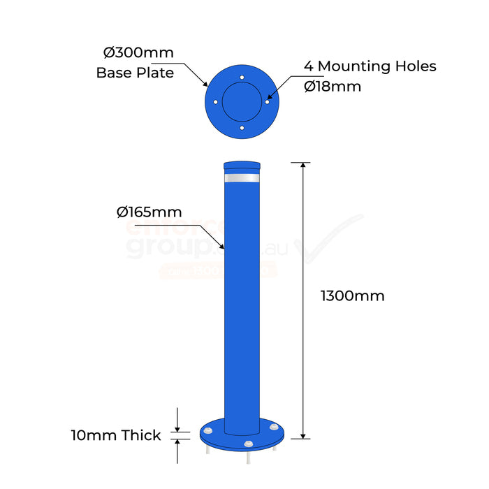 Disabled Parking Surface Mounted Bollard - 165mm Blue