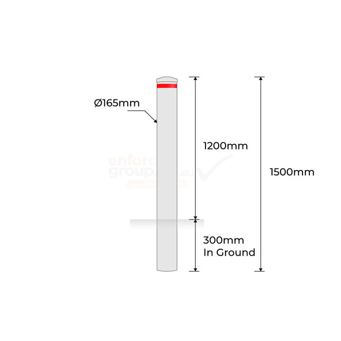 Bollard 165mm In Ground Hot Dipped - Galvanised