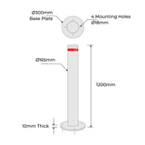 Bollard 165mm Surface Mounted Hot Dipped - Galvanised