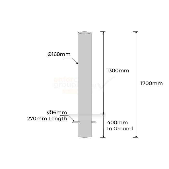 Bollard 168mm In Ground - Stainless Steel 304