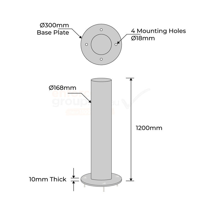 Surface Mounted 168mm Stainless Steel Bollard