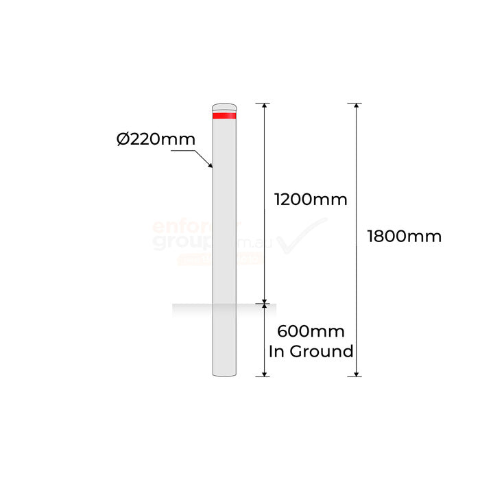 Bollard 220mm In Ground Hot Dipped Galvanised