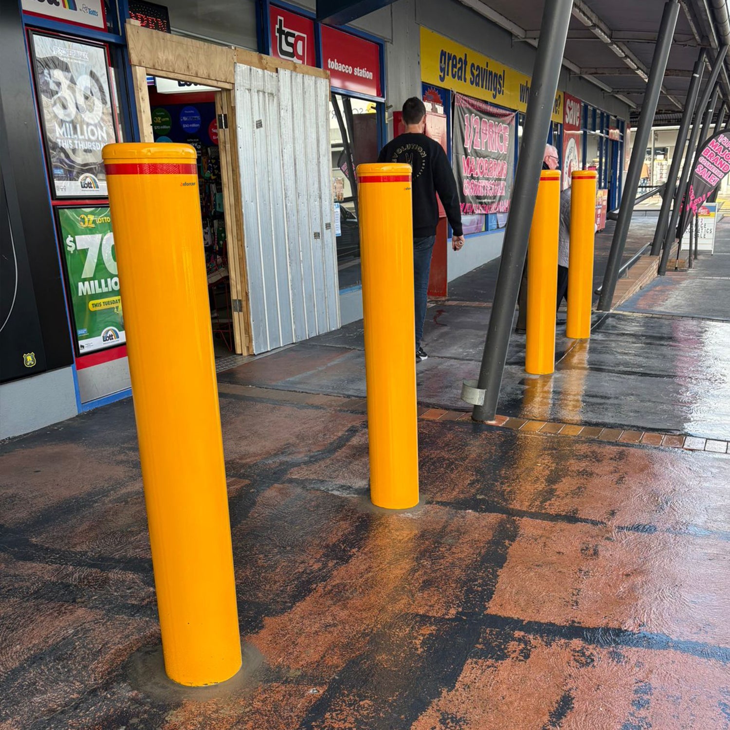 Bollard 220mm In Ground - Yellow