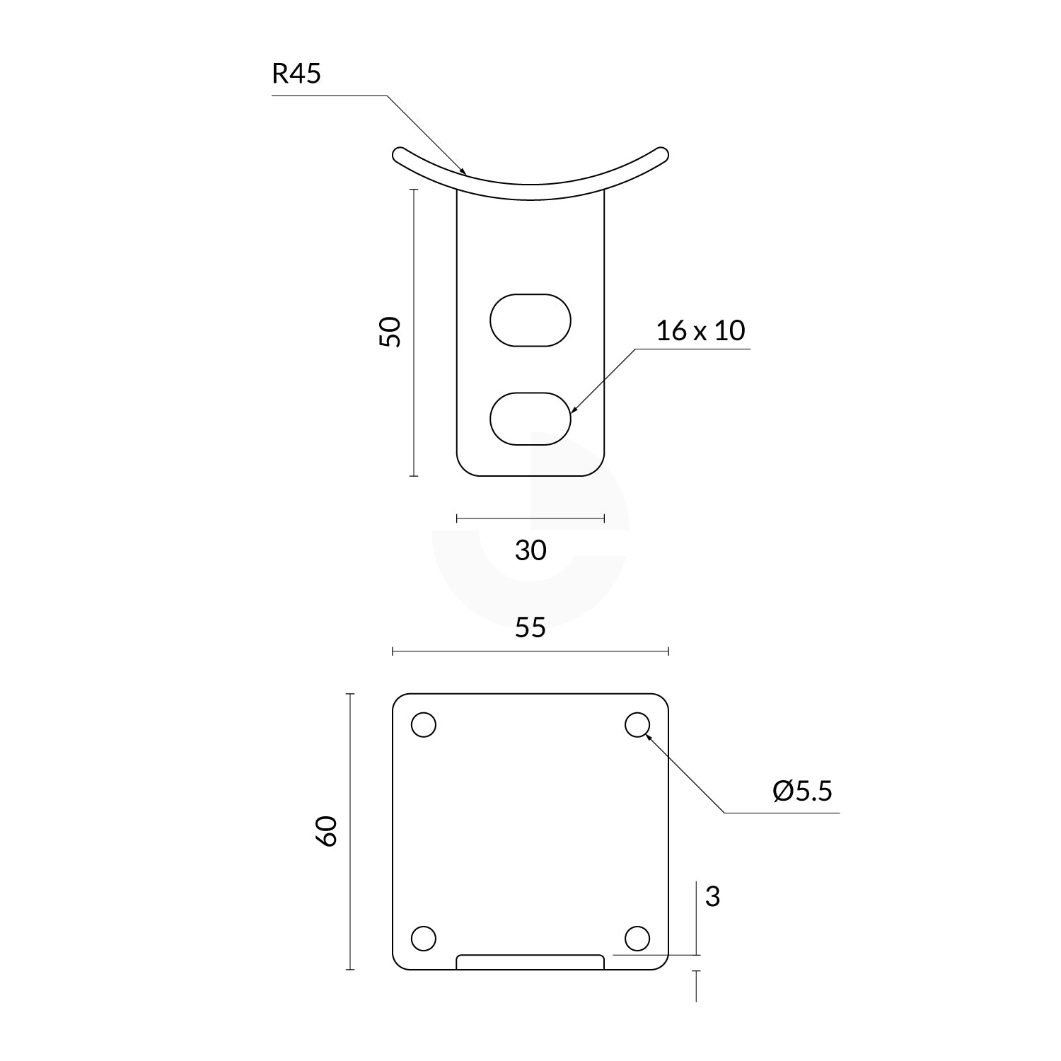 Bollard Chain Mounting Bracket 90mm – Yellow
