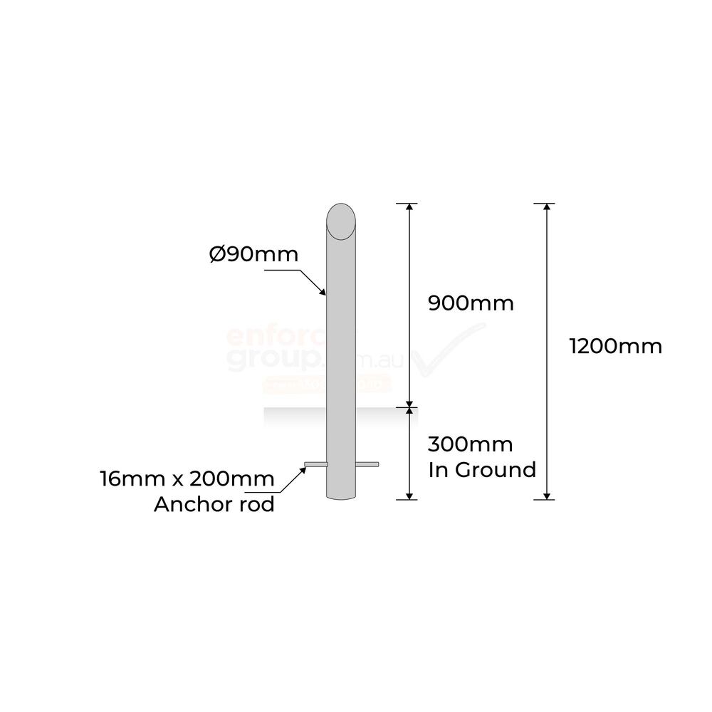 Bollard 90mm In Ground Bevelled Top - Stainless Steel