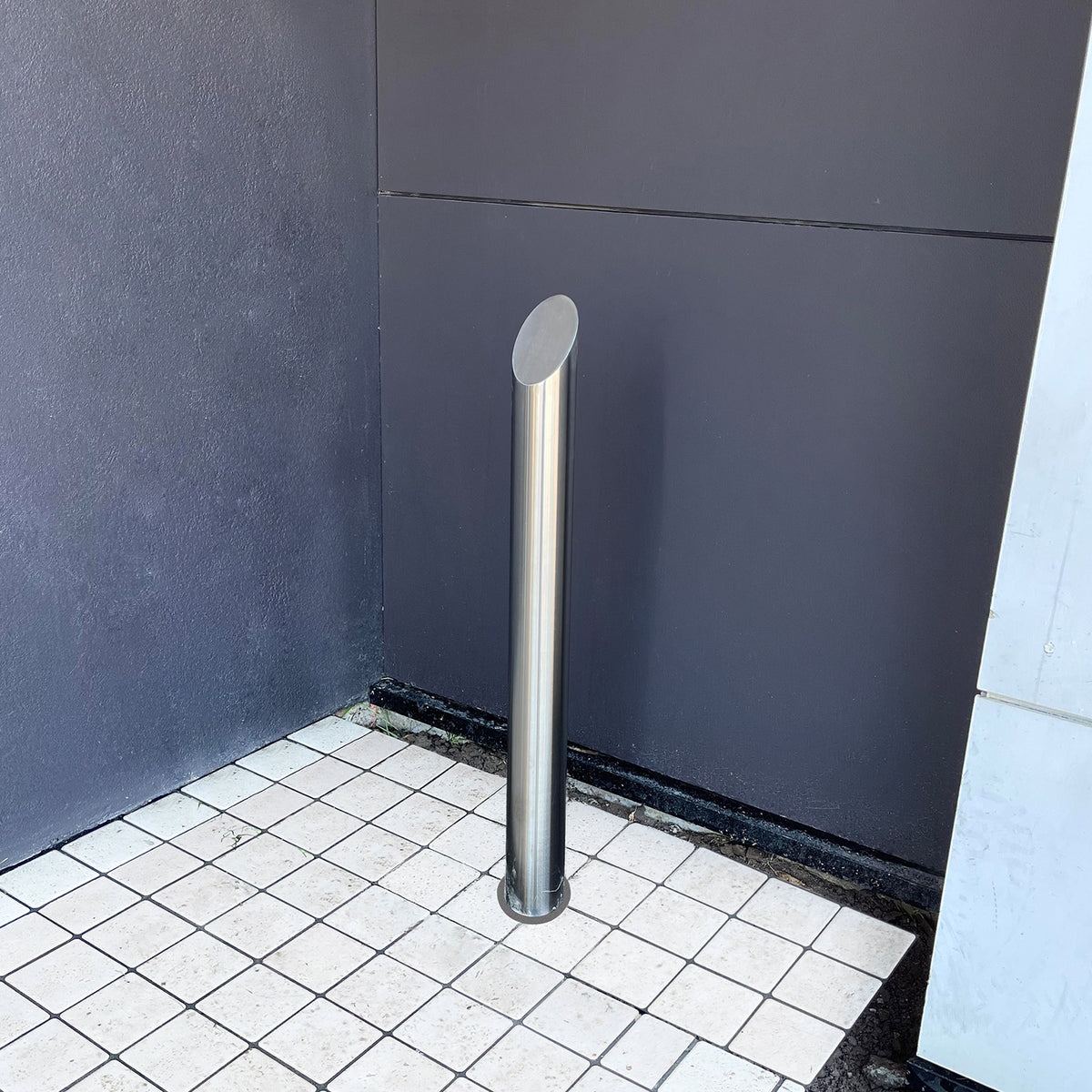 Bollard 90mm In Ground Bevelled Top - Stainless Steel