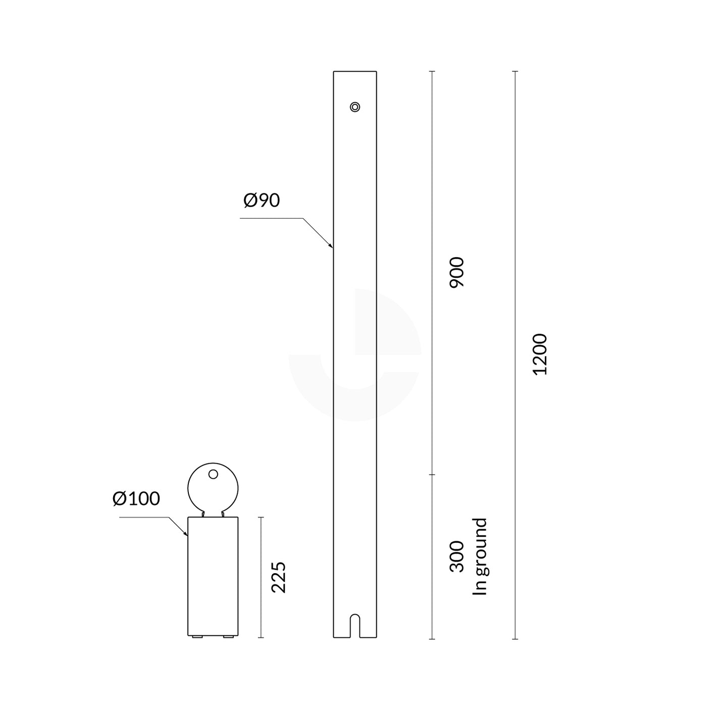 Bollard 90mm In-Ground Removable Keylock  Stainless Steel 316