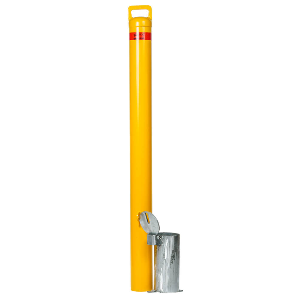 Bollard Removable Padlock 90mm In Ground - Yellow