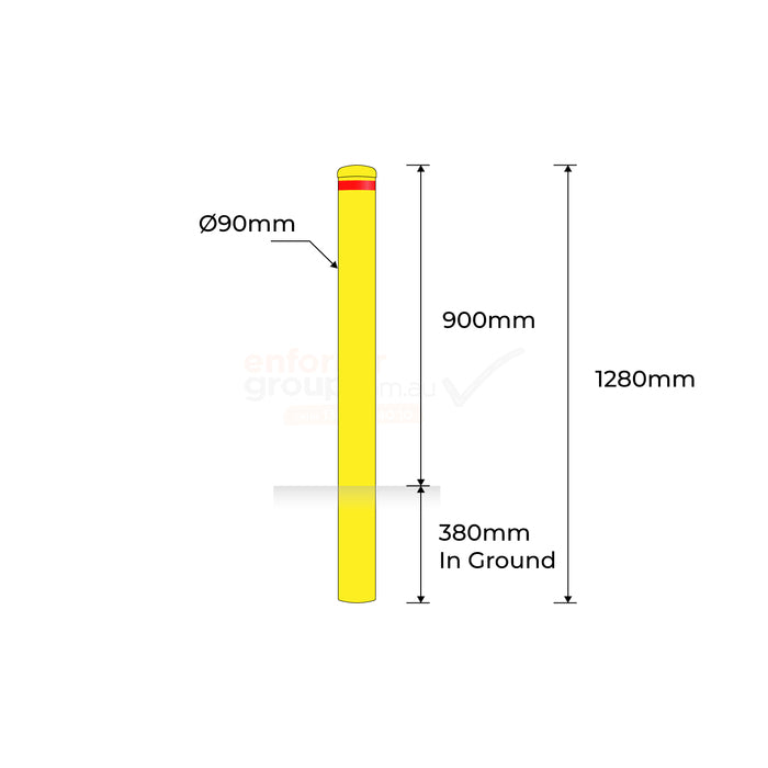 Yellow In-Ground 90mm Bollard