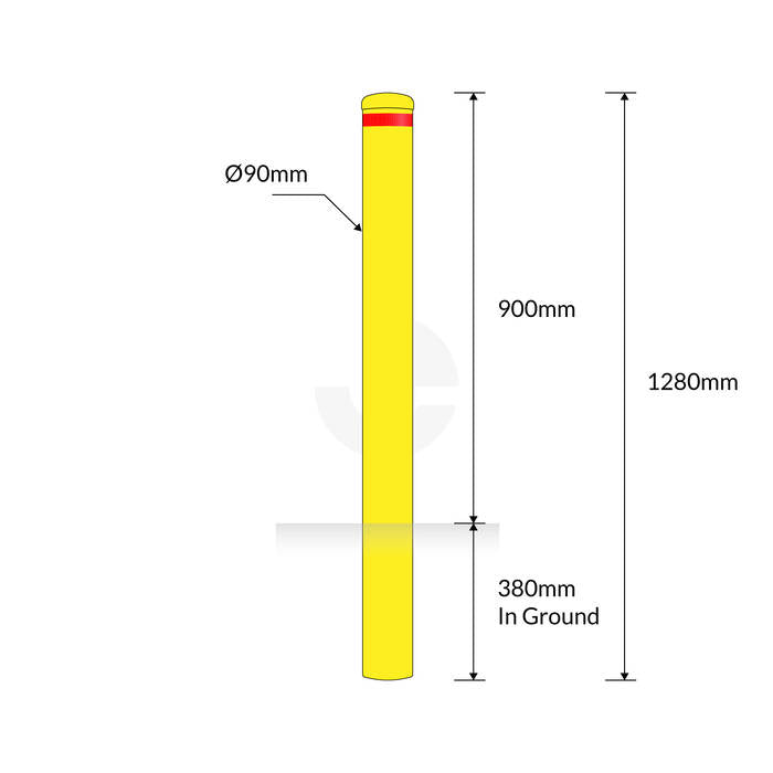 Yellow In-Ground 90mm Bollard