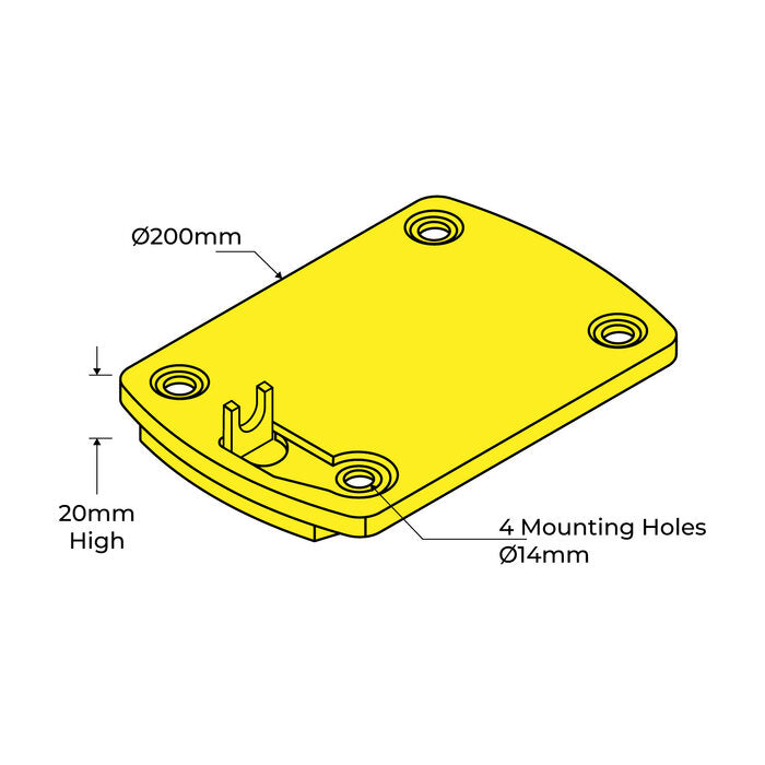 Bollard 90mm Surface Mounted Padlock Yellow  - Shoe Base Only