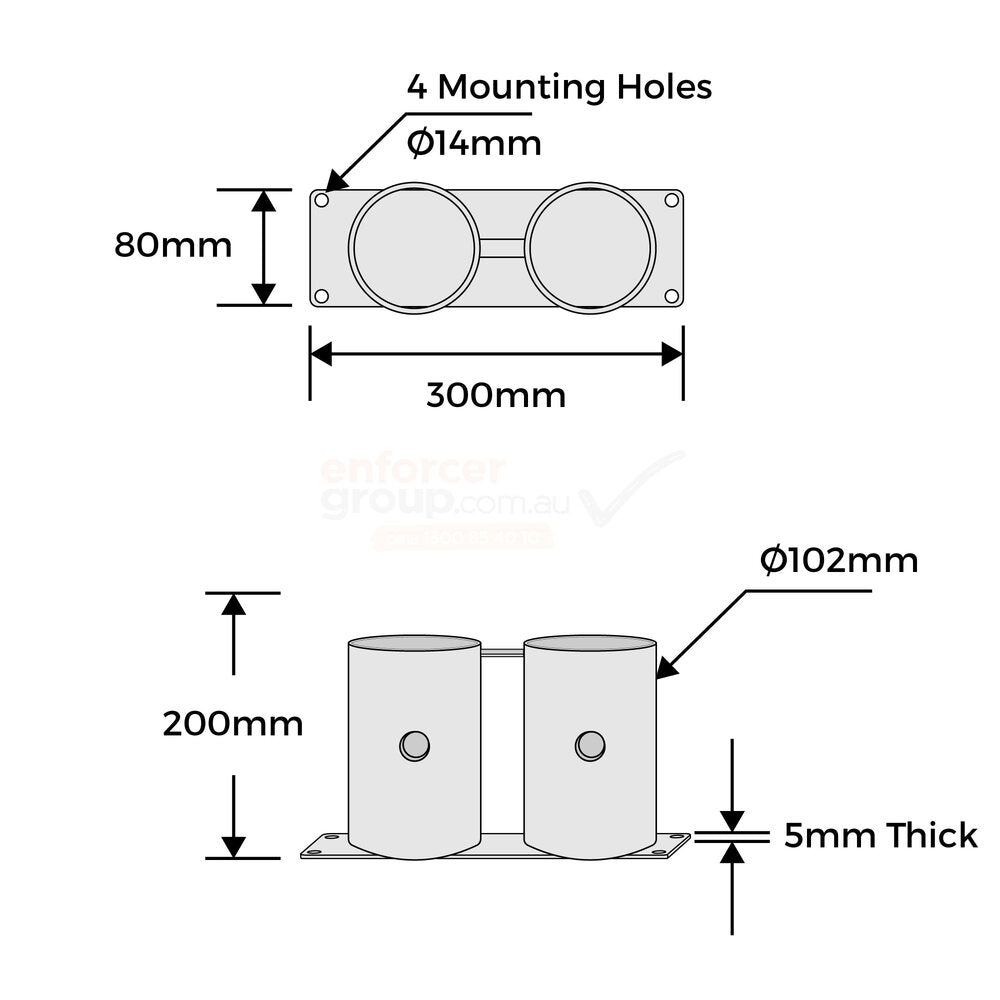 Bollard Double Base Only 90mm Surface Mounted Removable - Galvanised