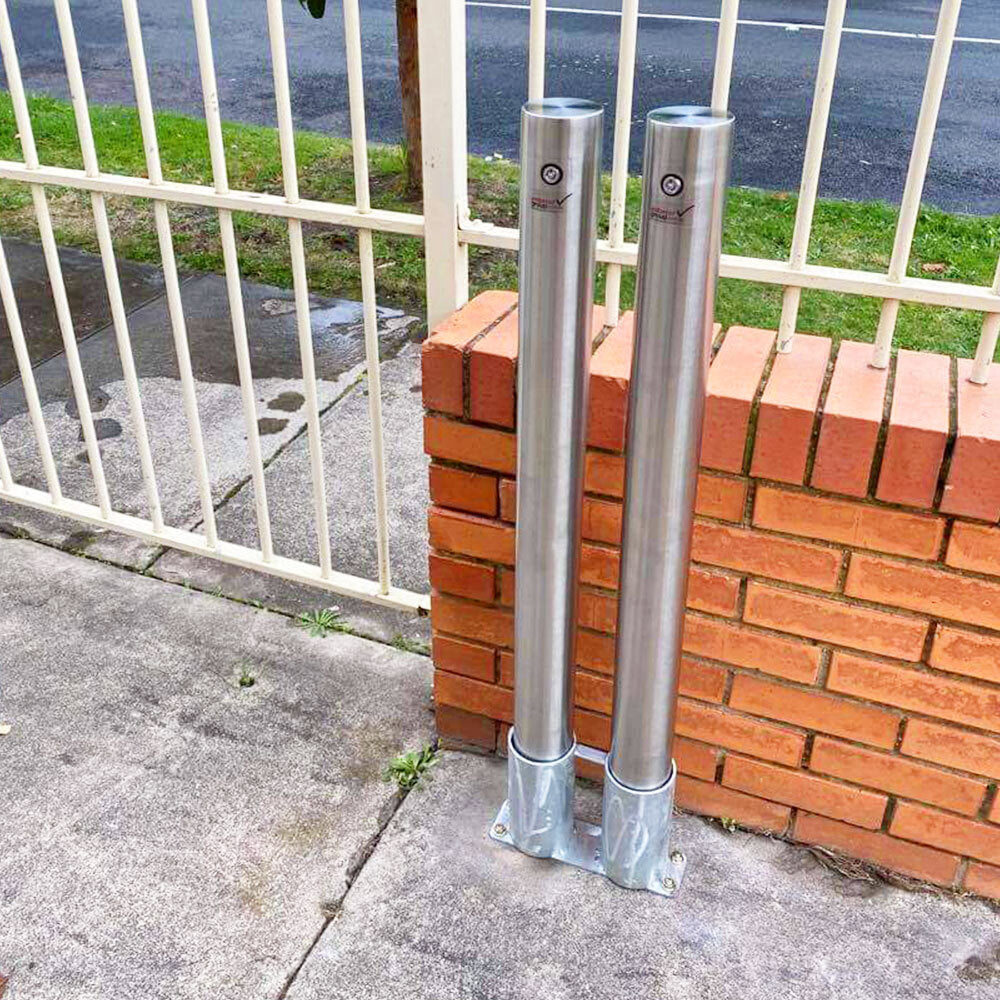 Bollard Double Base Only 90mm Surface Mounted Removable - Galvanised