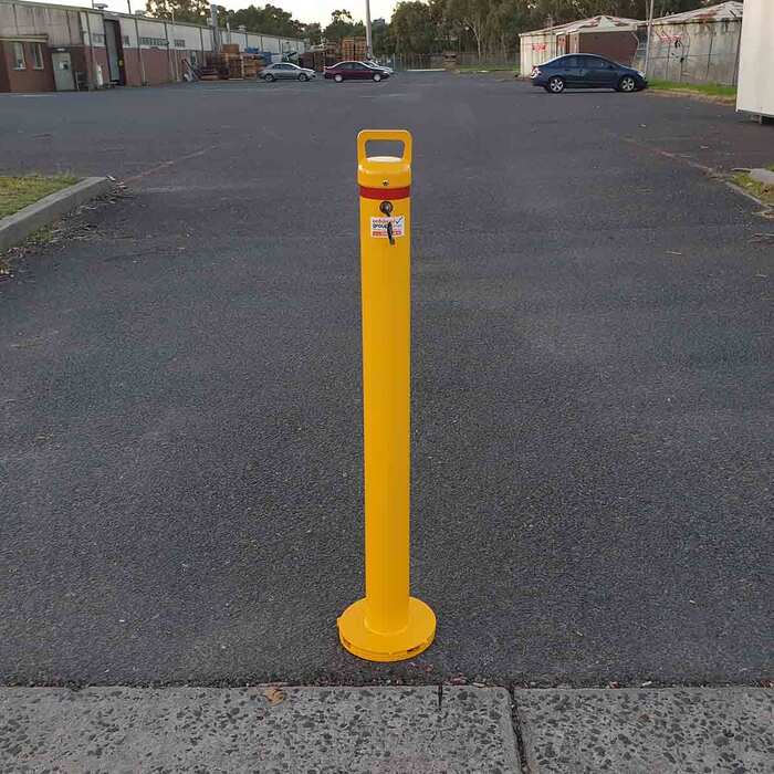 Bollard Removable 90mm Surface Mount Yellow Keyed Alike