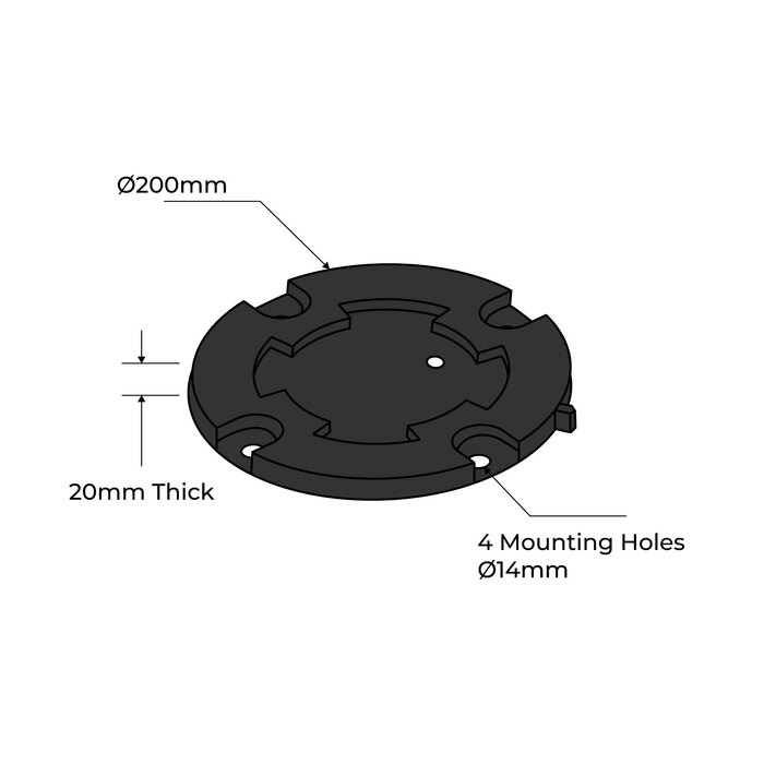 90mm Surface Mounted Keylock Shoe Base Only - Black