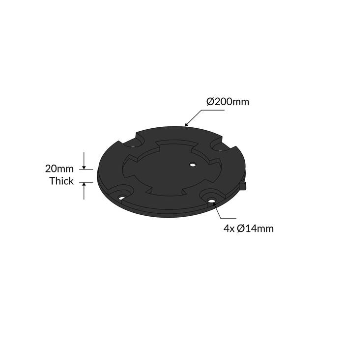 90mm Surface Mounted Keylock Shoe Base Only - Black