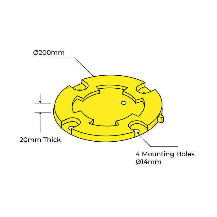 Bollard 90mm Surface Mounted Shoe Base Only - Yellow