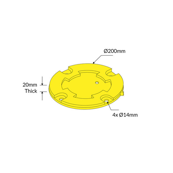 Bollard 90mm Surface Mounted Shoe Base Only - Yellow