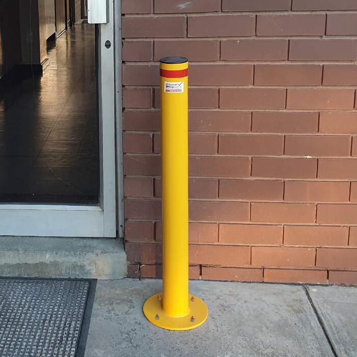 Surface Mounted Bollard 90mm Yellow - Black Cap