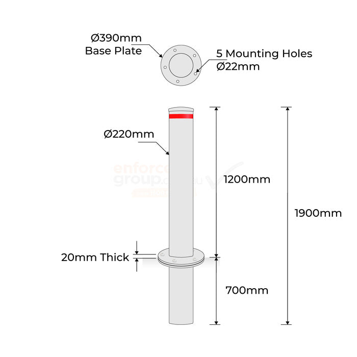 Heavy Duty Breakaway Bollard - 220mm 2 Part Hot Dipped Galvanised