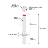 Heavy Duty Breakaway Bollard - 220mm 2 Part Hot Dipped Galvanised