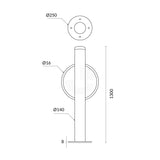 Bollard Bike Rack Surface Mounted Circle - Black
