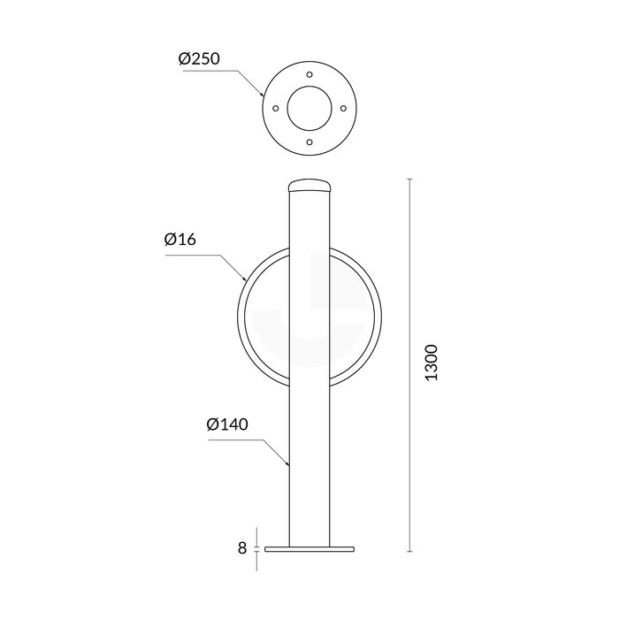 Bollard Bike Rack Surface Mounted Circle - Galvanised