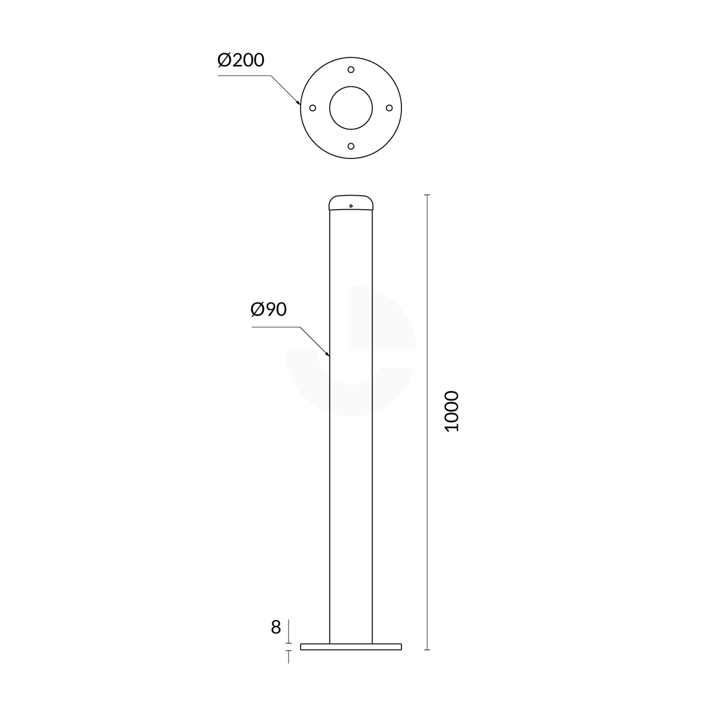 Bollard Flexible 90mm Surface Mounted - Yellow