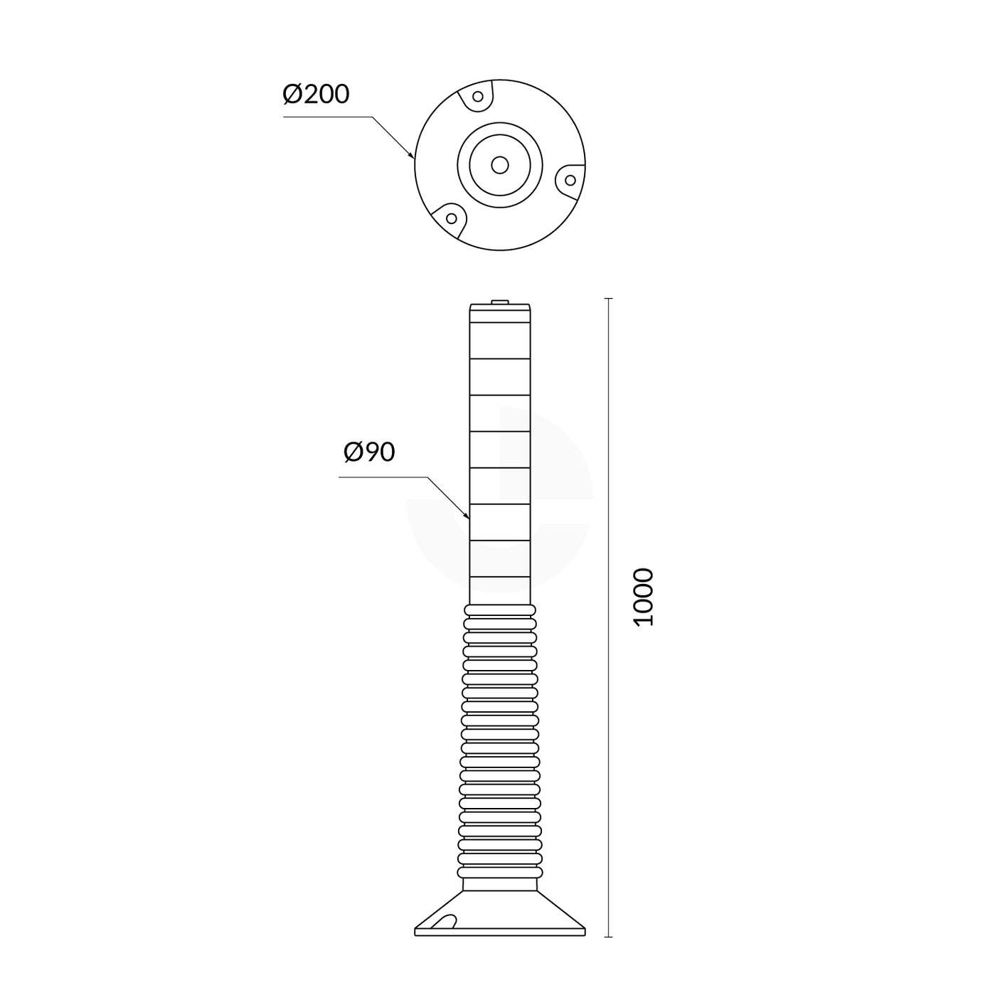 Bollard Flexible Orange 1 Metre High