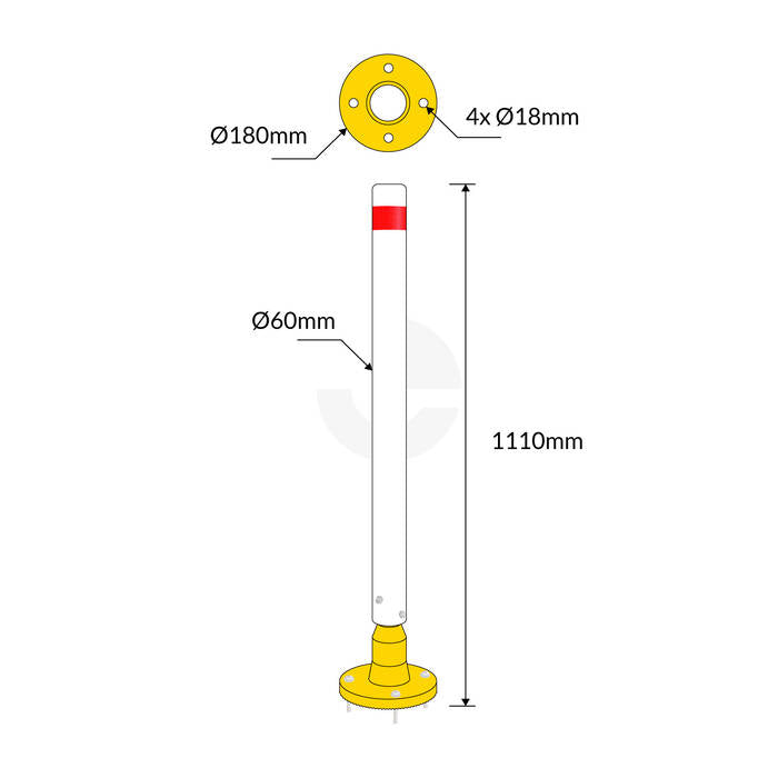 Bollard Flexible Sign Delineators - 1100mm High